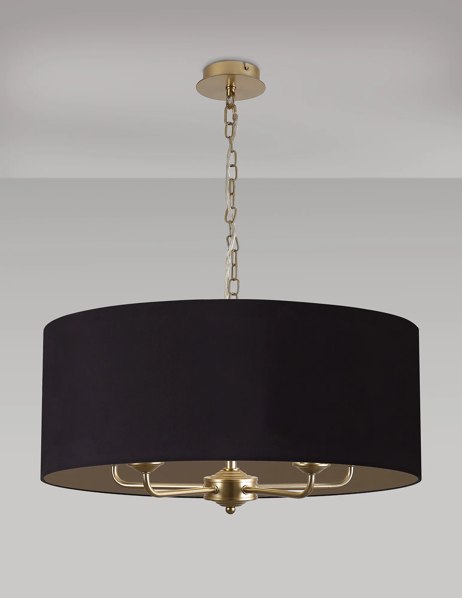 Banyan 60cm 5 Light Pendant Champagne Gold; Midnight Black DK0979  Deco Banyan CG BL/GR